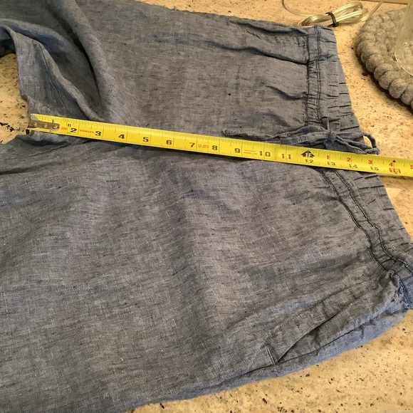 Charter Club Luxury Blue Linen Pants Size Large Drawstring Waist - Picture 5 of 6